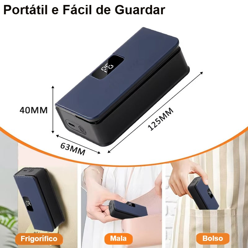 Seladora de Sacos Portátil 2 em 1 - Máquina de Selar a Calor Recarregável