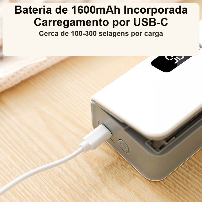 Seladora de Sacos Portátil 2 em 1 - Máquina de Selar a Calor Recarregável