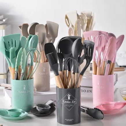 Kit Colher De Silicone Para Cozinha