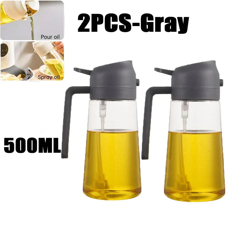 Dispensador de Óleo em Spray 2 em 1 - Pulverizador e Escova para Fritadeira a Ar