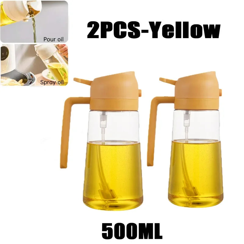 Dispensador de Óleo em Spray 2 em 1 - Pulverizador e Escova para Fritadeira a Ar