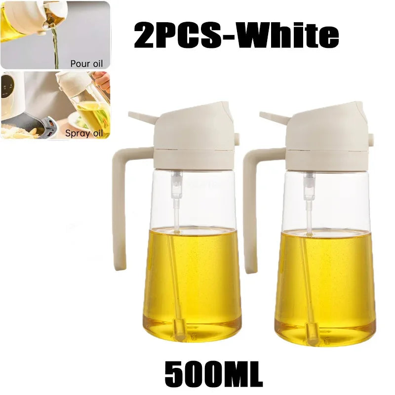Dispensador de Óleo em Spray 2 em 1 - Pulverizador e Escova para Fritadeira a Ar