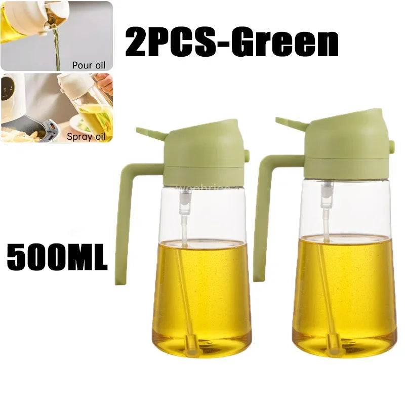 Dispensador de Óleo em Spray 2 em 1 - Pulverizador e Escova para Fritadeira a Ar