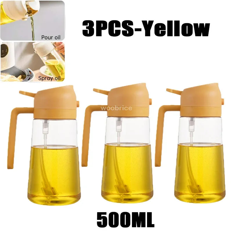 Dispensador de Óleo em Spray 2 em 1 - Pulverizador e Escova para Fritadeira a Ar