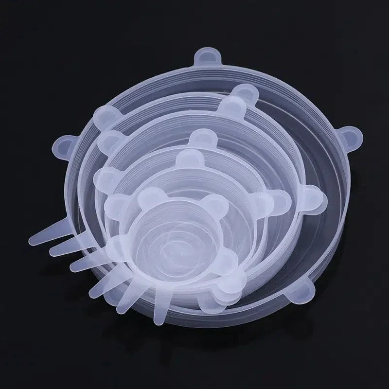 Tampas de Silicone Reutilizáveis Elásticas - Conjunto de 6 Tamanhos