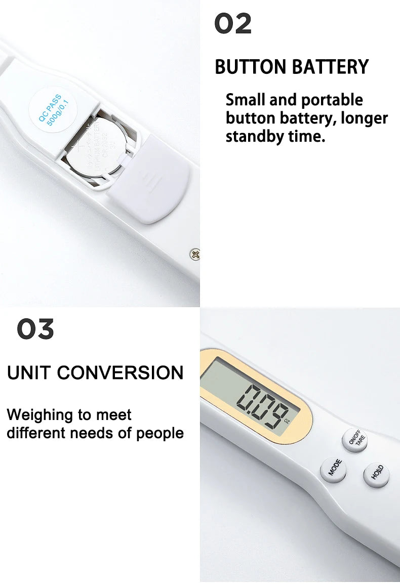 Colher Medidora Digital com Balança LCD - Precisão 0,1-500g