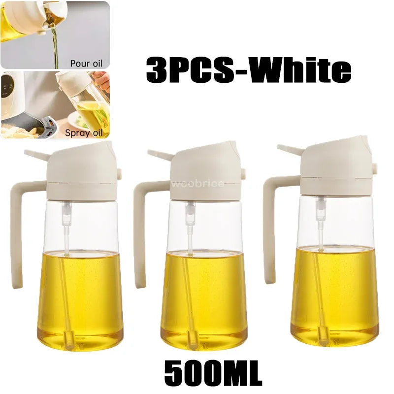 Dispensador de Óleo em Spray 2 em 1 - Pulverizador e Escova para Fritadeira a Ar