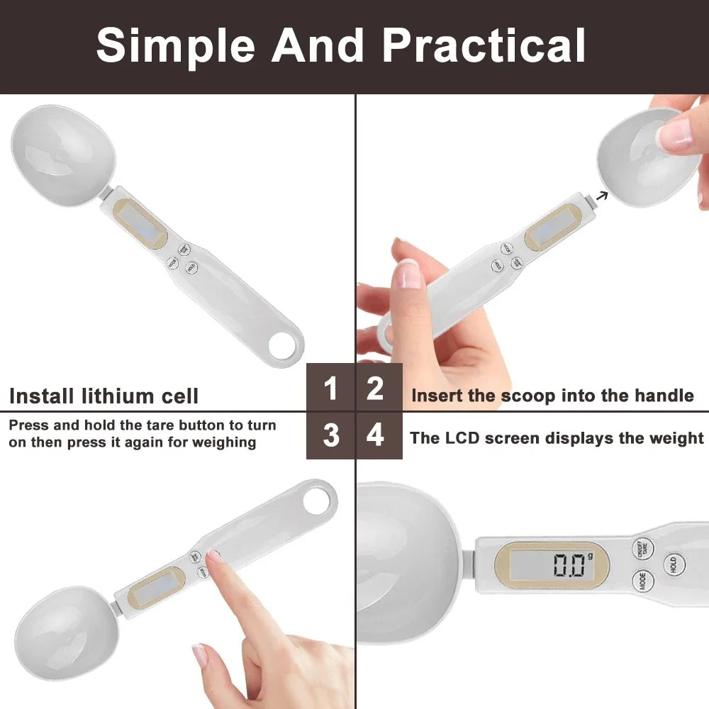 Colher Medidora Digital com Balança LCD - Precisão 0,1-500g