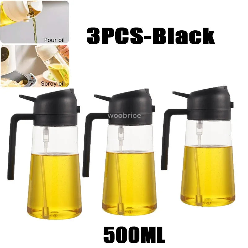 Dispensador de Óleo em Spray 2 em 1 - Pulverizador e Escova para Fritadeira a Ar