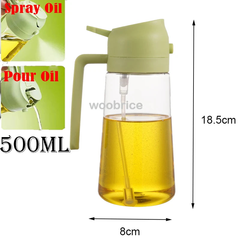 Dispensador de Óleo em Spray 2 em 1 - Pulverizador e Escova para Fritadeira a Ar