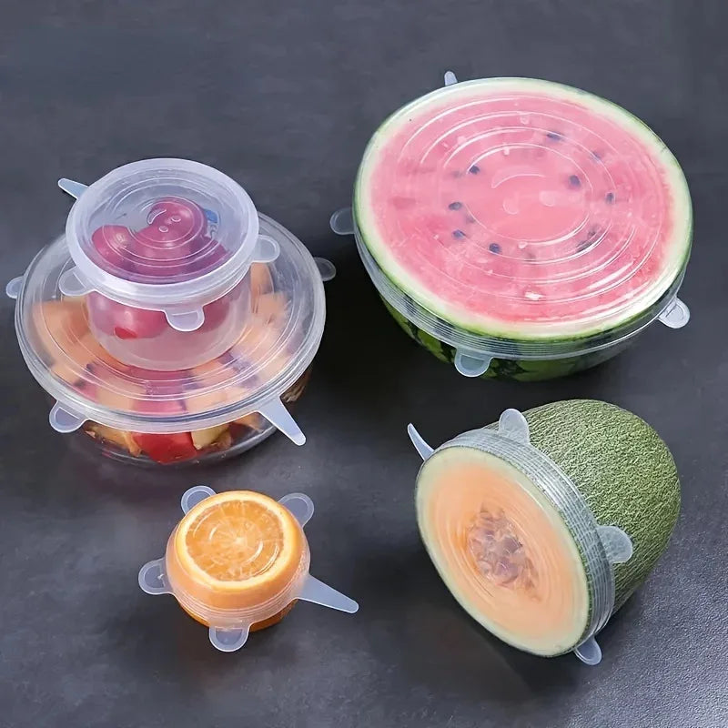 Tampas de Silicone Reutilizáveis Elásticas - Conjunto de 6 Tamanhos