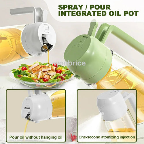 Dispensador de Óleo em Spray 2 em 1 - Pulverizador e Escova para Fritadeira a Ar