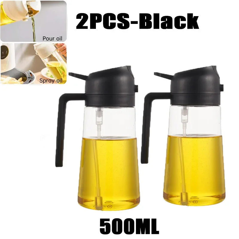 Dispensador de Óleo em Spray 2 em 1 - Pulverizador e Escova para Fritadeira a Ar