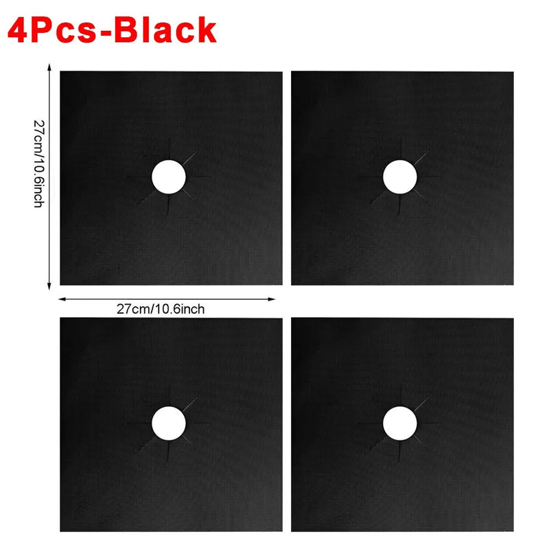 Protetor de Fogão a Gás de 4 Peças com Revestimento Antiaderente e Reutilizável