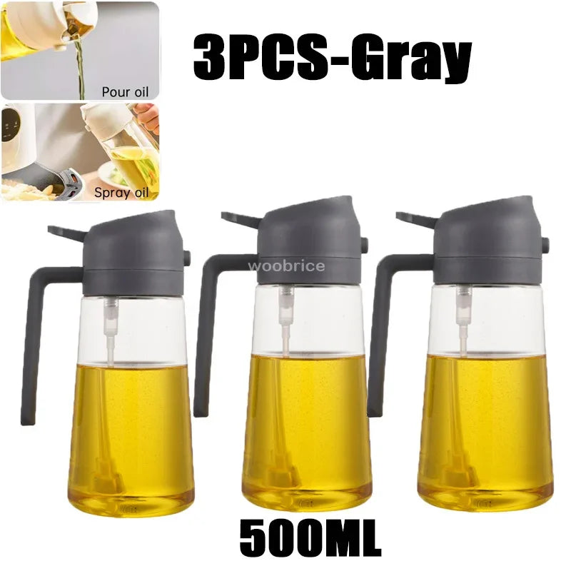 Dispensador de Óleo em Spray 2 em 1 - Pulverizador e Escova para Fritadeira a Ar