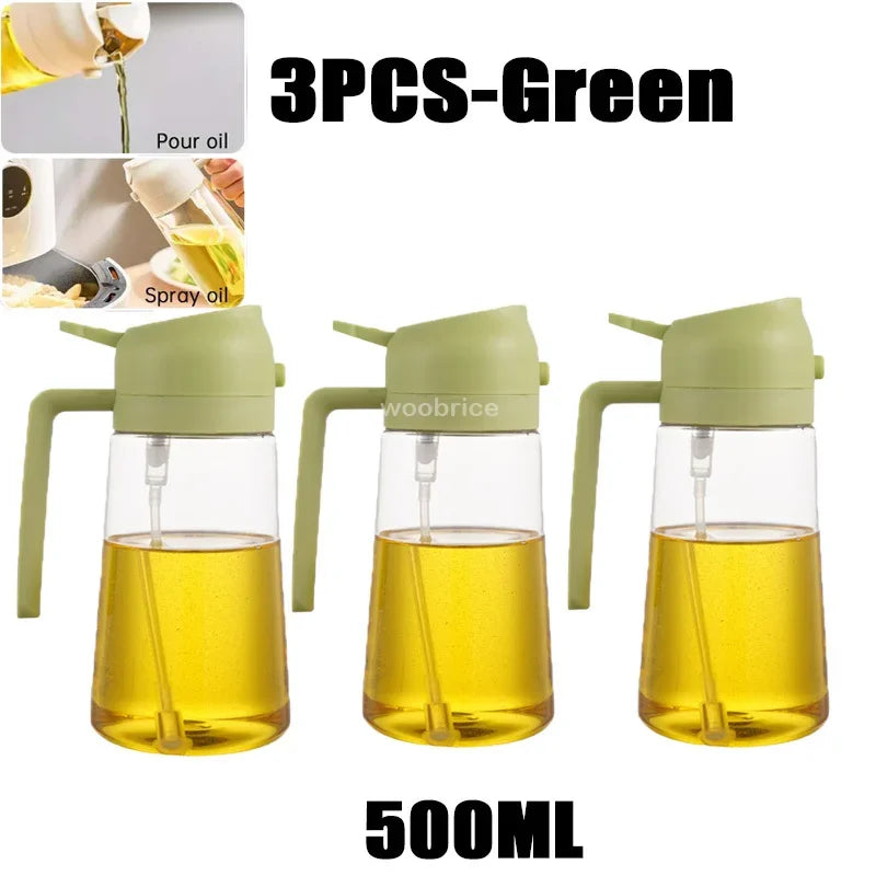 Dispensador de Óleo em Spray 2 em 1 - Pulverizador e Escova para Fritadeira a Ar