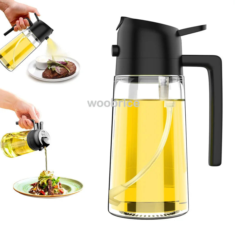 Dispensador de Óleo em Spray 2 em 1 - Pulverizador e Escova para Fritadeira a Ar