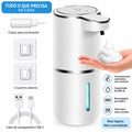 Dispensador automático de sabão RecantoLar 380 ml com kit incluído: frasco de enchimento, suportes adesivos e cabo USB-C