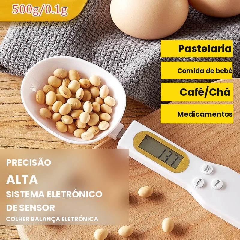 Colher Medidora Digital com Balança LCD - Precisão 0,1-500g