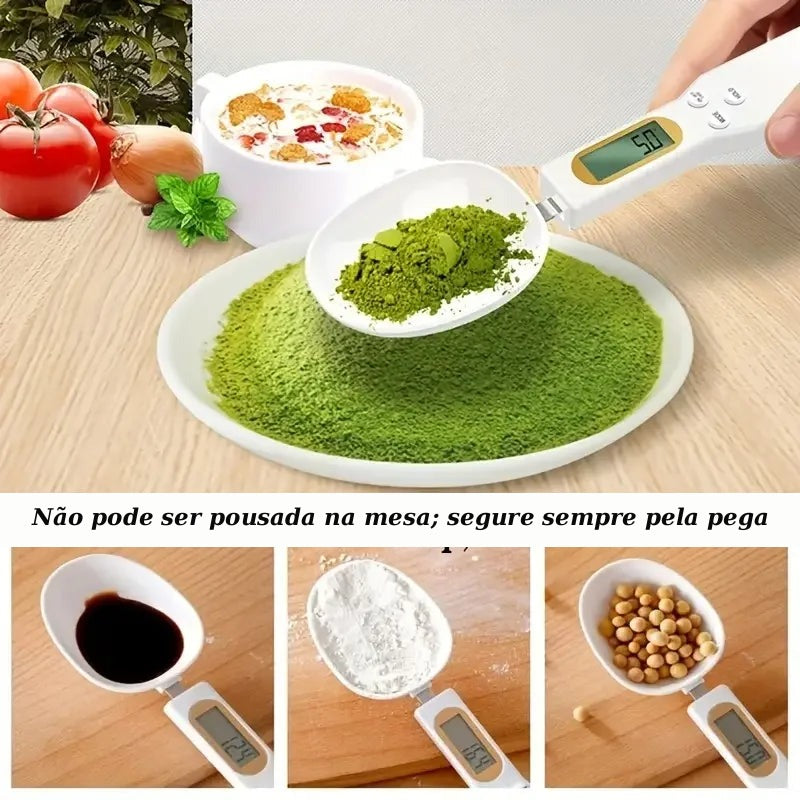 Colher Medidora Digital com Balança LCD - Precisão 0,1-500g